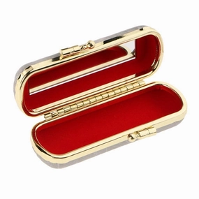 barenx PU Leather Lipstick Case with Mirror Multi Color Lip Gloss Organizer Bag Cosmetic Storage Kit - Silver