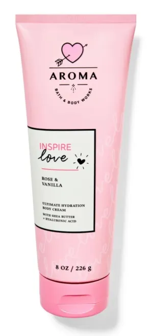 Bath and Body Inspire Love Rose & Vanilla Ultimate Hydration Body Cream | 8 Oz