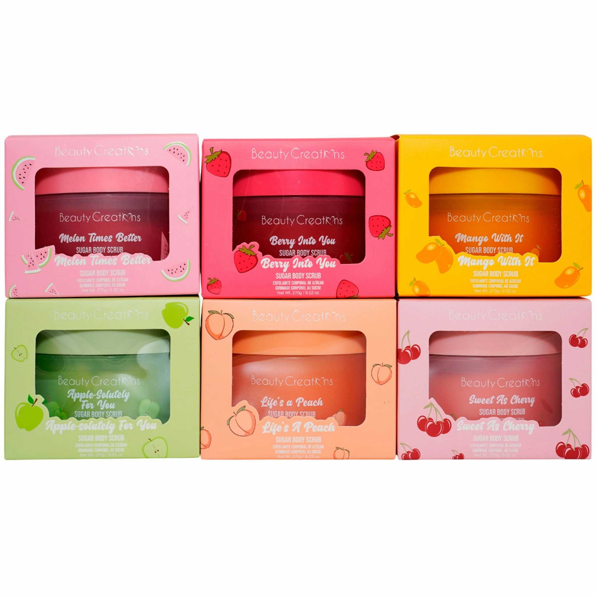 Beauty Creations Sugar Body Scrub Assorted - Wholesale 6 Units (FC-BS1-6)