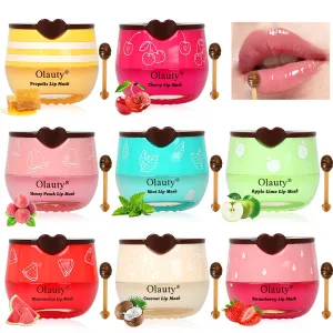 Bee Lip Balm Honey Pot,8PCS Lip Mask Overnight,Hydrating Prevention Dry and Cracked Lip Scrubs Exfoliator Lip Care,Moisturizing Lip Sleeping Mask Reduces Lip Lines