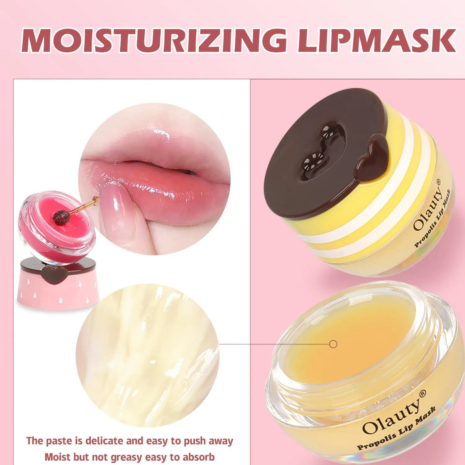 Bee Lip Balm Honey Pot,8PCS Lip Mask Overnight,Hydrating Prevention Dry and Cracked Lip Scrubs Exfoliator Lip Care,Moisturizing Lip Sleeping Mask Reduces Lip Lines