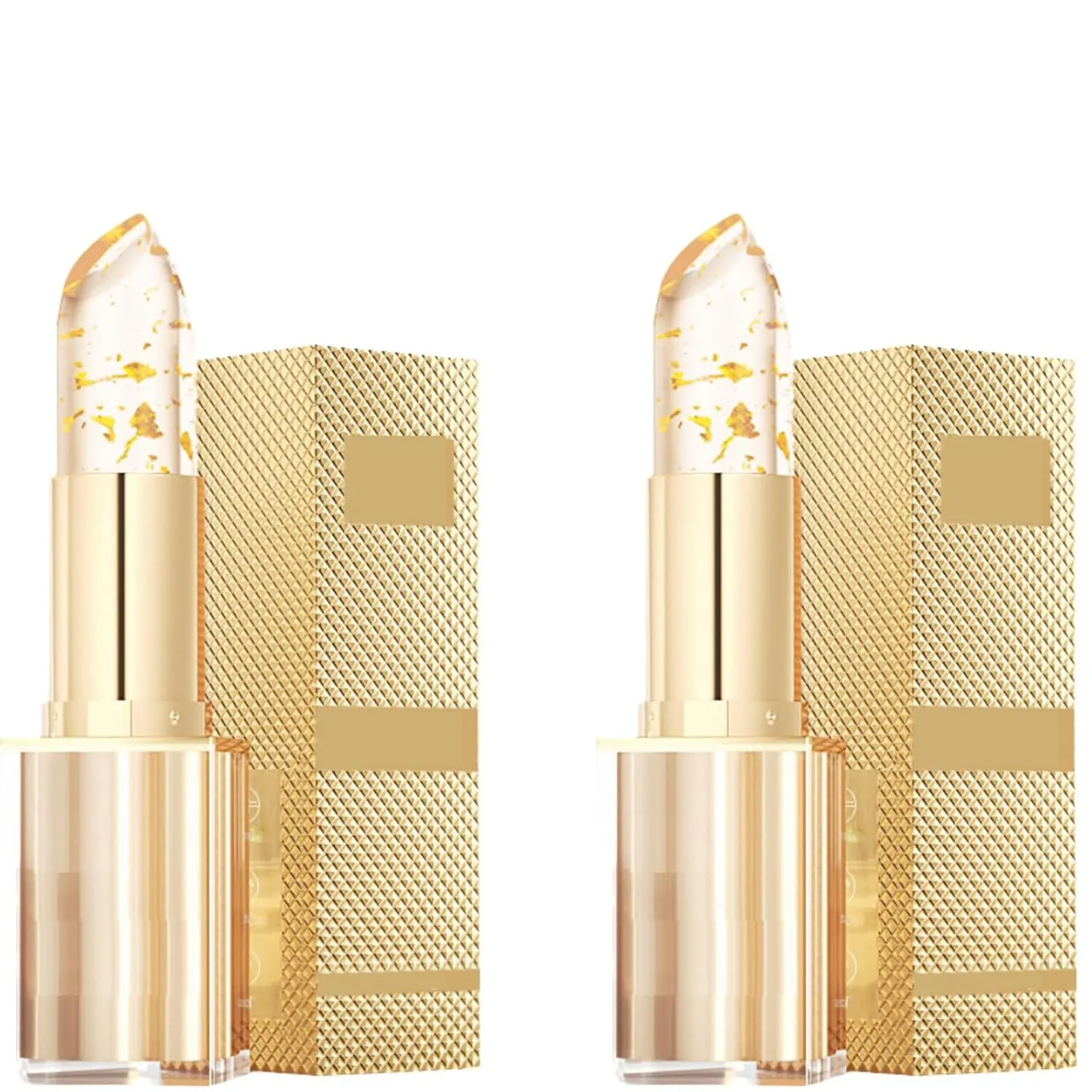 Beneficialn Transferproof Color Changing Lipstick, Gold Foil Moisturizing Gloss Lip Deep Nourishment, Transparent Color Changing Lipstick Gold Foil Flower for Women Long Lasting 24 Hours (2pcs, 3.5g)