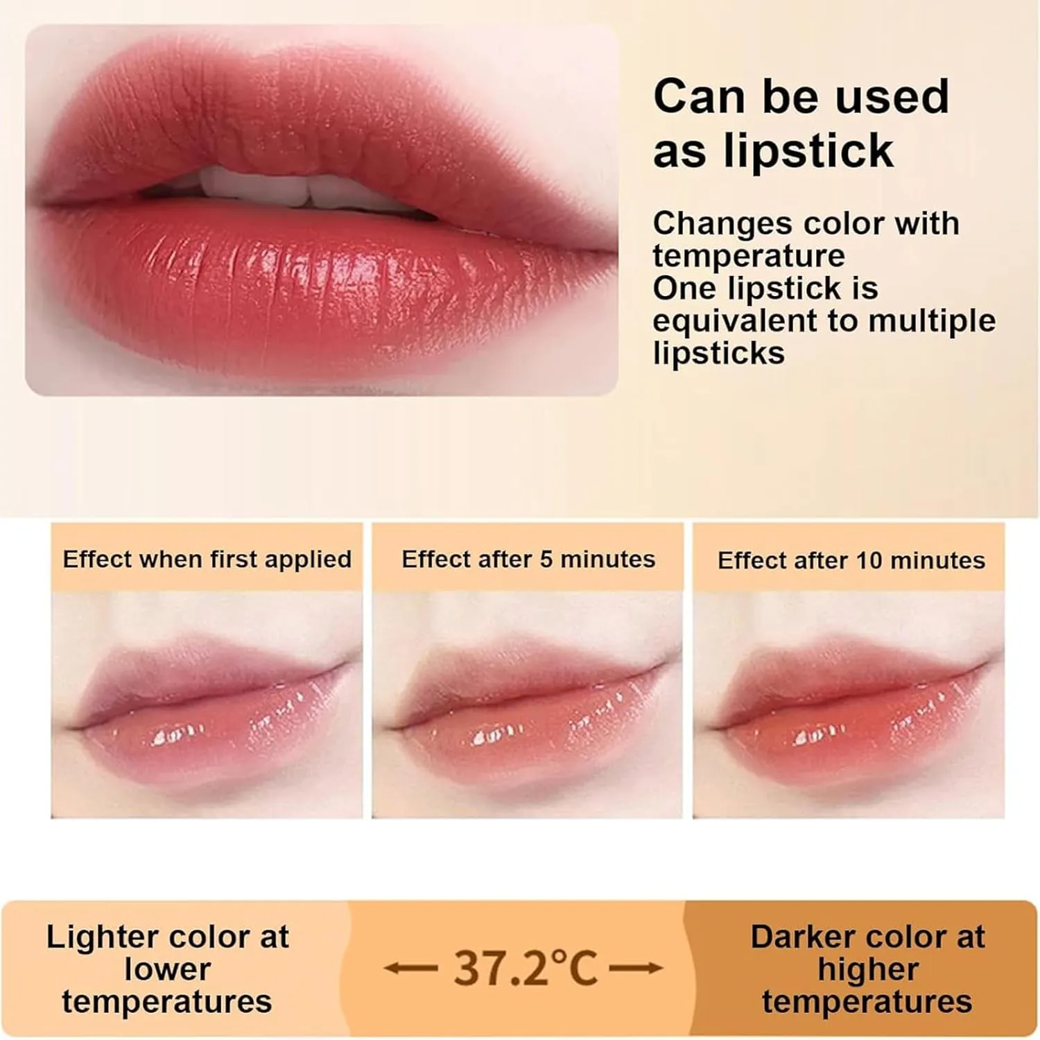 Beneficialn Transferproof Color Changing Lipstick, Gold Foil Moisturizing Gloss Lip Deep Nourishment, Transparent Color Changing Lipstick Gold Foil Flower for Women Long Lasting 24 Hours (2pcs, 3.5g)