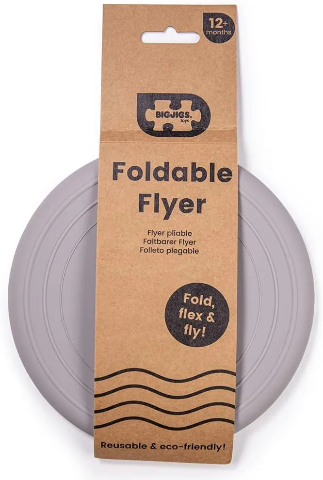 Bigjigs Toys Frisbee Flying Disc (Stone Grey) - Silicone Frisbee for Kids, Quality Flying Saucers, Beach Toys & Garden Toys, Holiday Toys for Toddlers