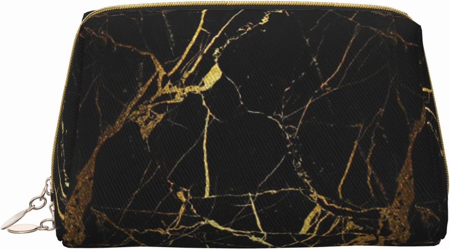 Black Gold Marble Toiletry Pouch, Travel-Friendly Makeup Organizer For Makeup Brushes, Lipsticks