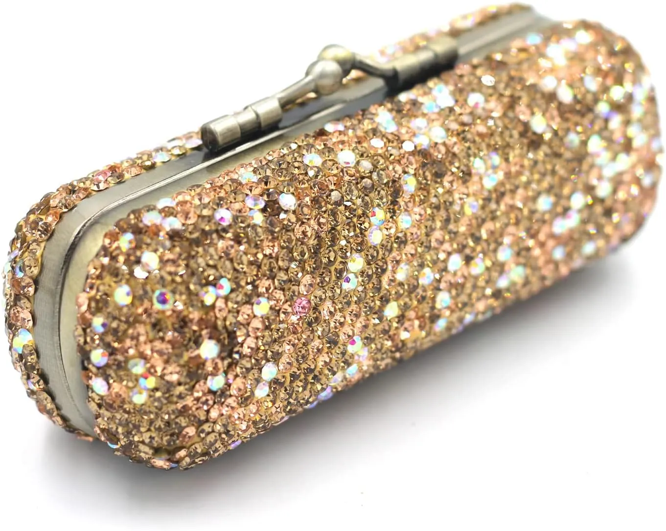 Bling Rhinestone Crystal Lipstick Case Holder Organizer bag Cosmetic Storage for Women's Lipstick Jewelry Kit (Gold)