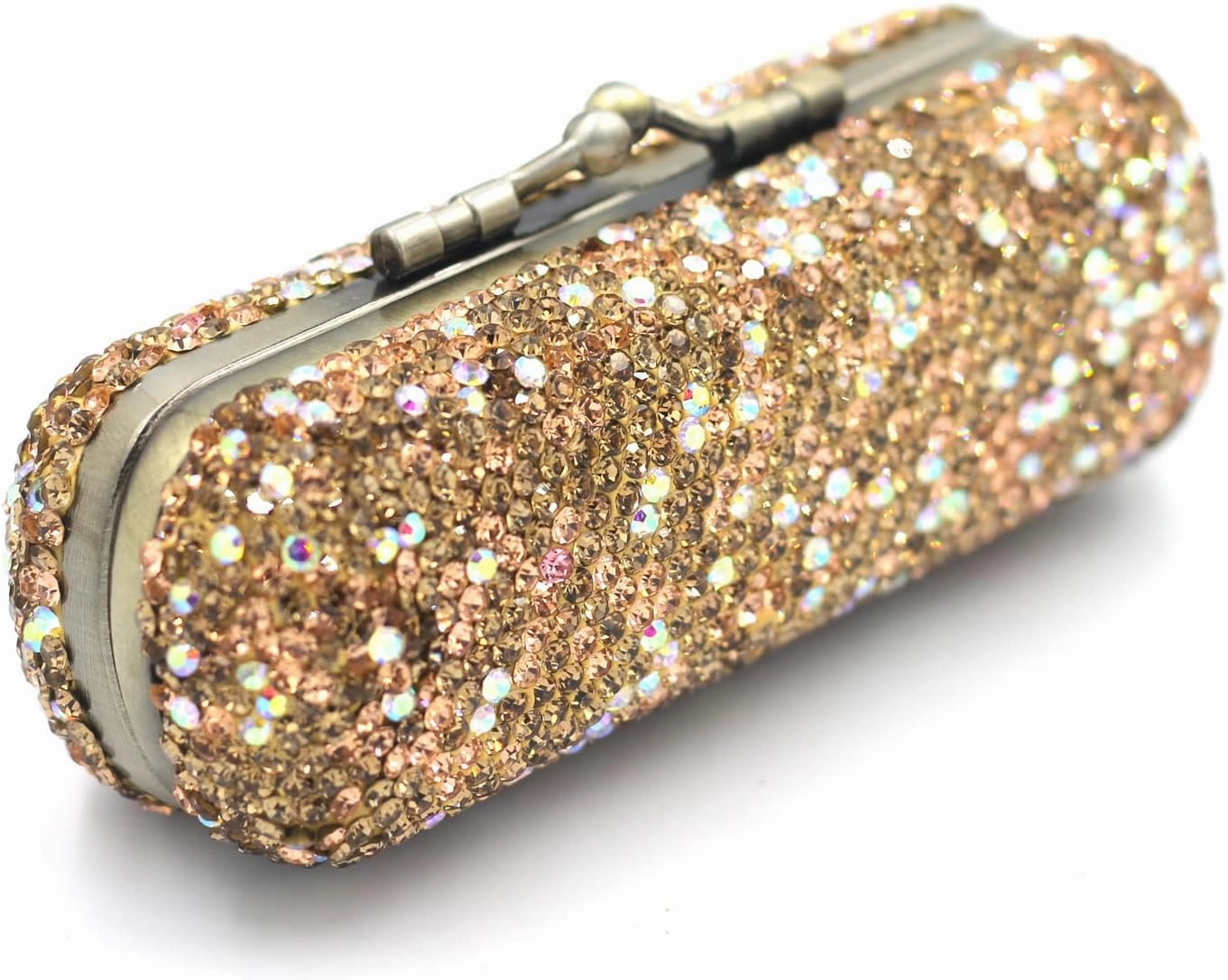 Bling Rhinestone Crystal Lipstick Case Holder Organizer bag Cosmetic Storage for Women's Lipstick Jewelry Kit (Gold)