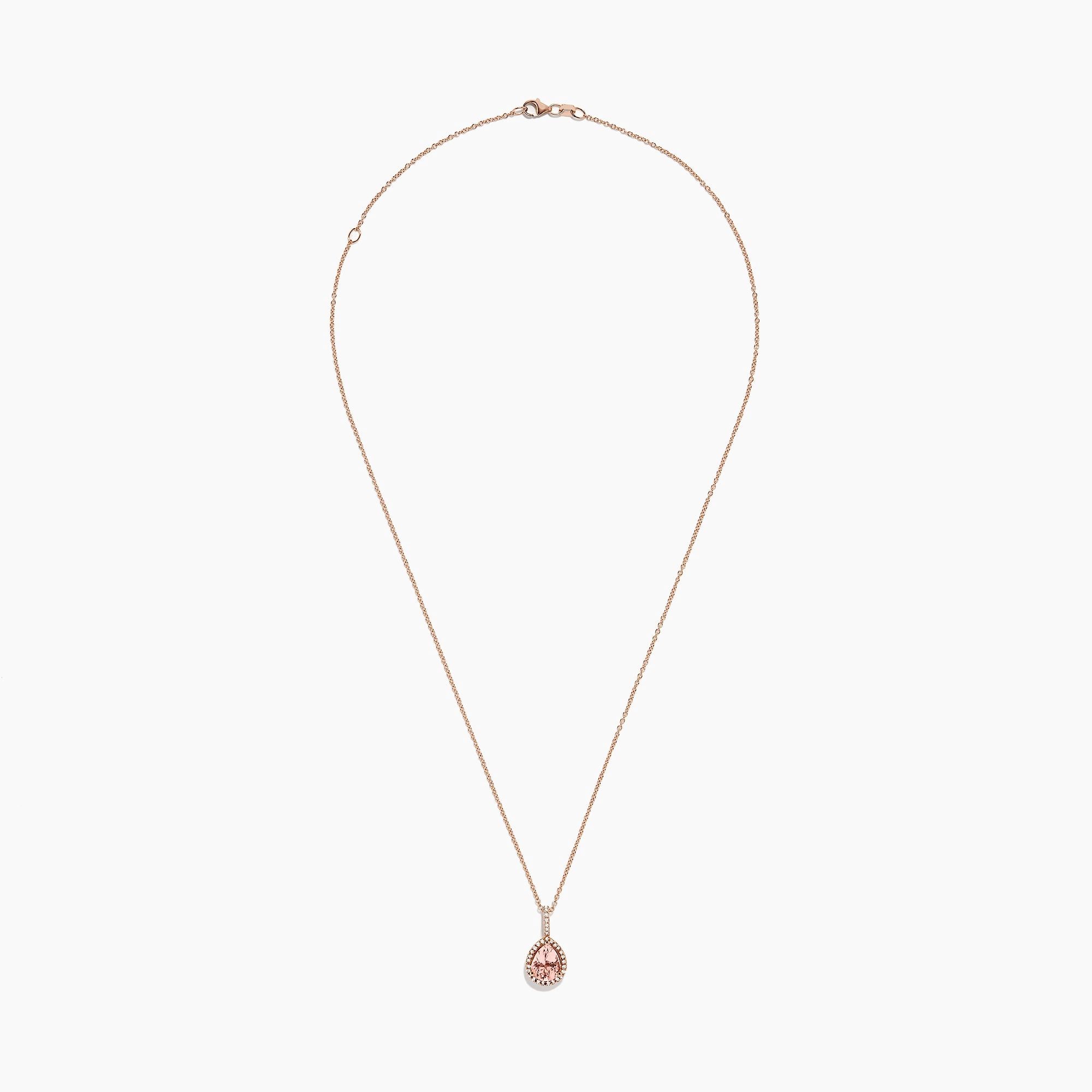 Blush 14K Rose Gold Morganite and Diamond Pendant, 1.75 TCW
