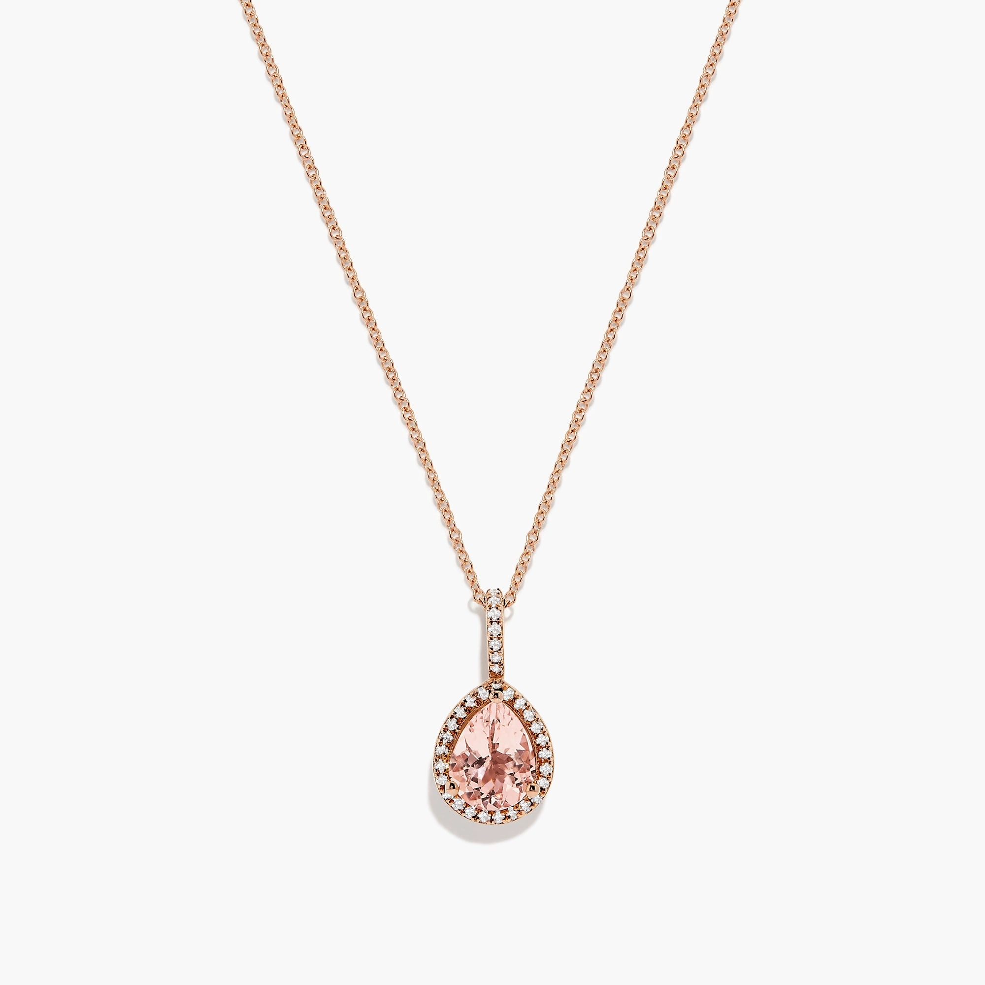Blush 14K Rose Gold Morganite and Diamond Pendant, 1.75 TCW