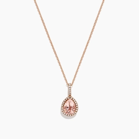 Blush 14K Rose Gold Morganite and Diamond Pendant, 1.75 TCW