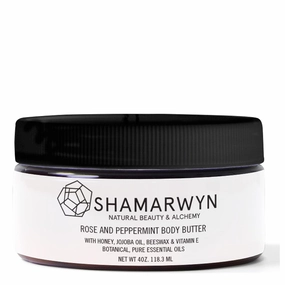 Body Butter, Rose & Peppermint, Natural-Organic, Honey, Beeswax & Vitamin E, Hydrating 4oz