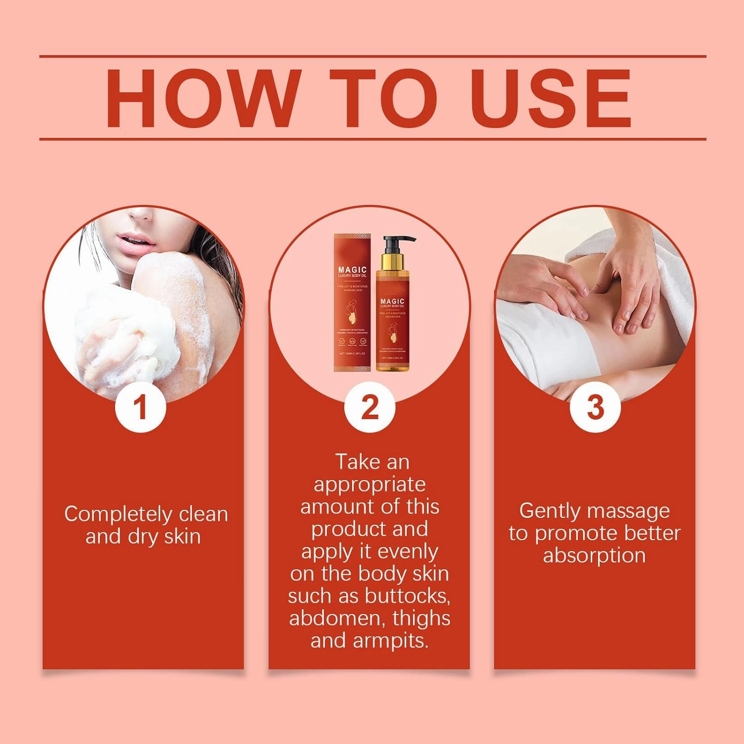 Body Firming Oil, Magic Body Oil Skin Tightening, Body Oils, Hydrating and Firming Skin Oils for Arms, Chest, and Thighs, Full Body Use (3 PCS, one size)