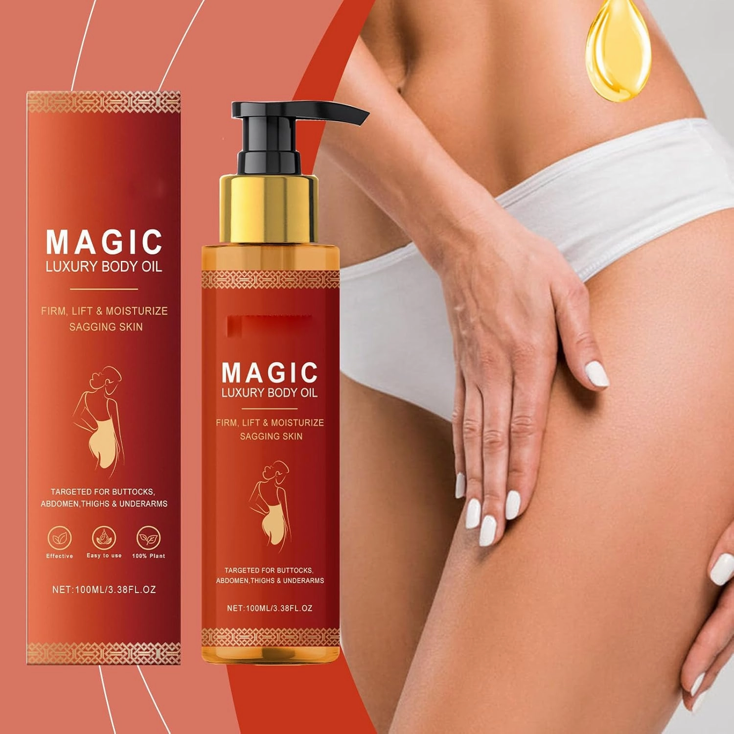 Body Firming Oil, Magic Body Oil Skin Tightening, Body Oils, Hydrating and Firming Skin Oils for Arms, Chest, and Thighs, Full Body Use (3 PCS, one size)