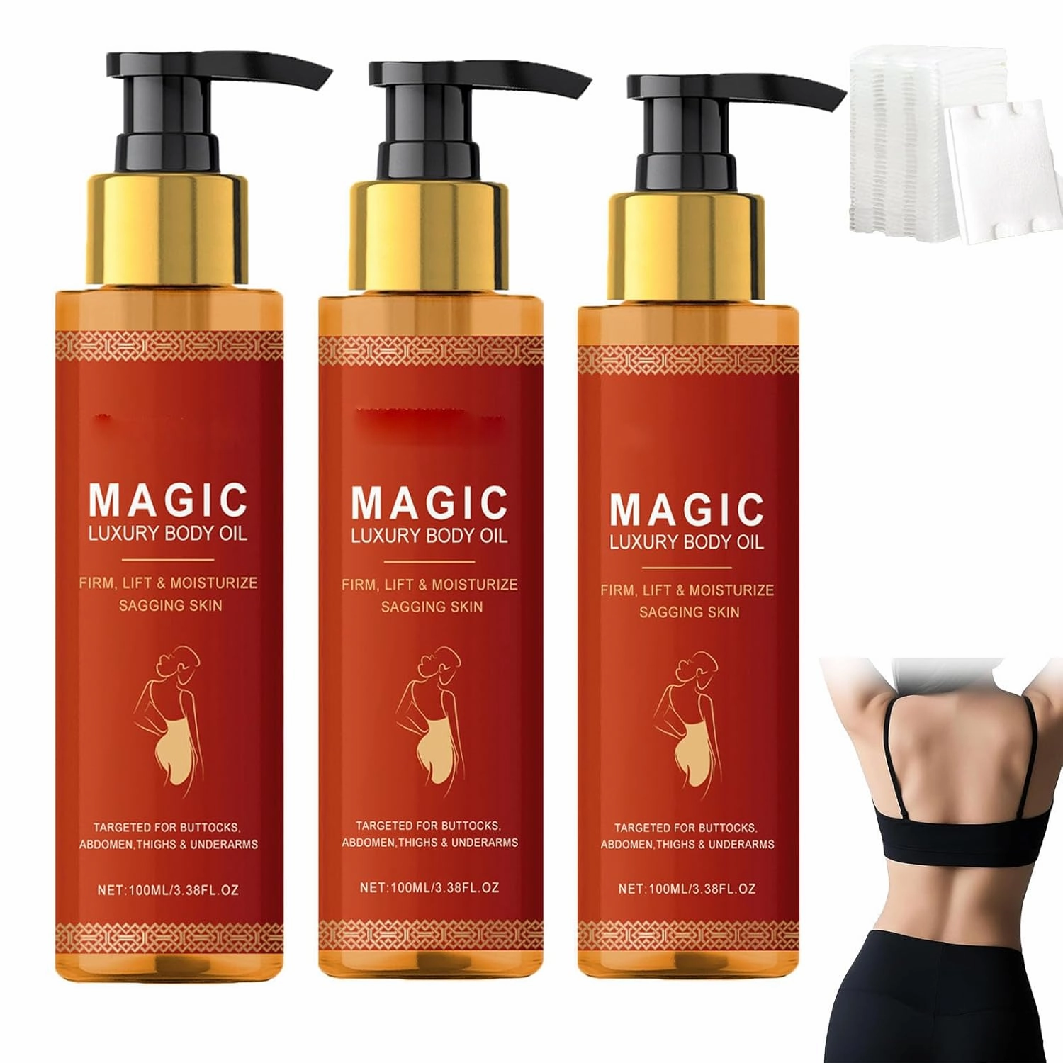 Body Firming Oil, Magic Body Oil Skin Tightening, Body Oils, Hydrating and Firming Skin Oils for Arms, Chest, and Thighs, Full Body Use (3 PCS, one size)