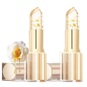 Bridal Bronze Lipstick, Hardpointing Color Changing Lipstick, Gold Foil Transferproof Ph Color ChangingLipstick, Long Lasting 24 Hours Moisturizing Glossy Shine Lip Gloss for Women (2PCS)