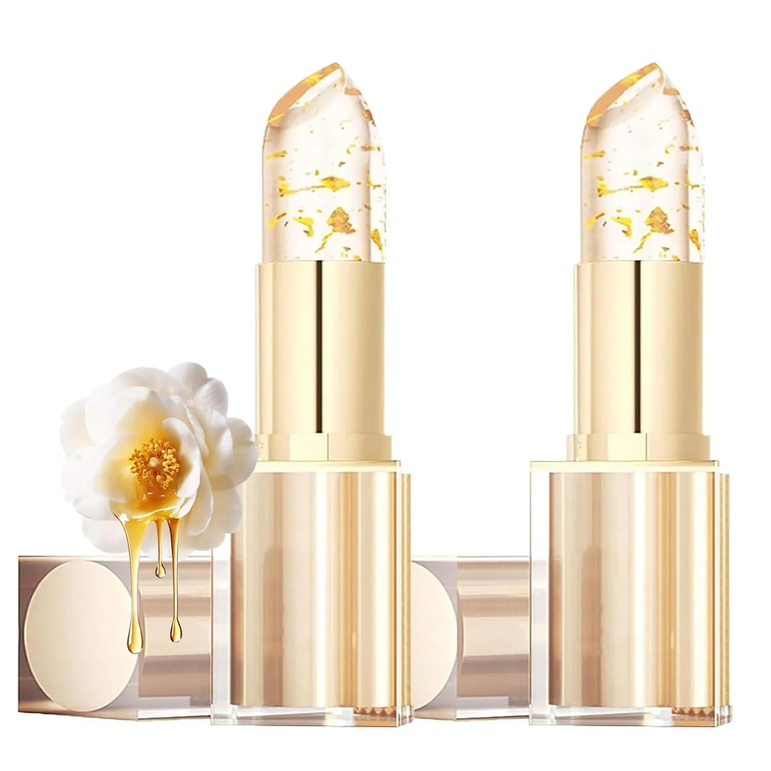 Bridal Bronze Lipstick, Hardpointing Color Changing Lipstick, Gold Foil Transferproof Ph Color ChangingLipstick, Long Lasting 24 Hours Moisturizing Glossy Shine Lip Gloss for Women (2PCS)
