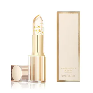 Bridal Bronze Lipstick,Bridal Bronze Hardpointing Transferproof Color Changing Lipstick Long Lasting,Transparent Temperature Color Change Lip Gloss With Gold Flakes Moisturizing Glossy (1pcs)