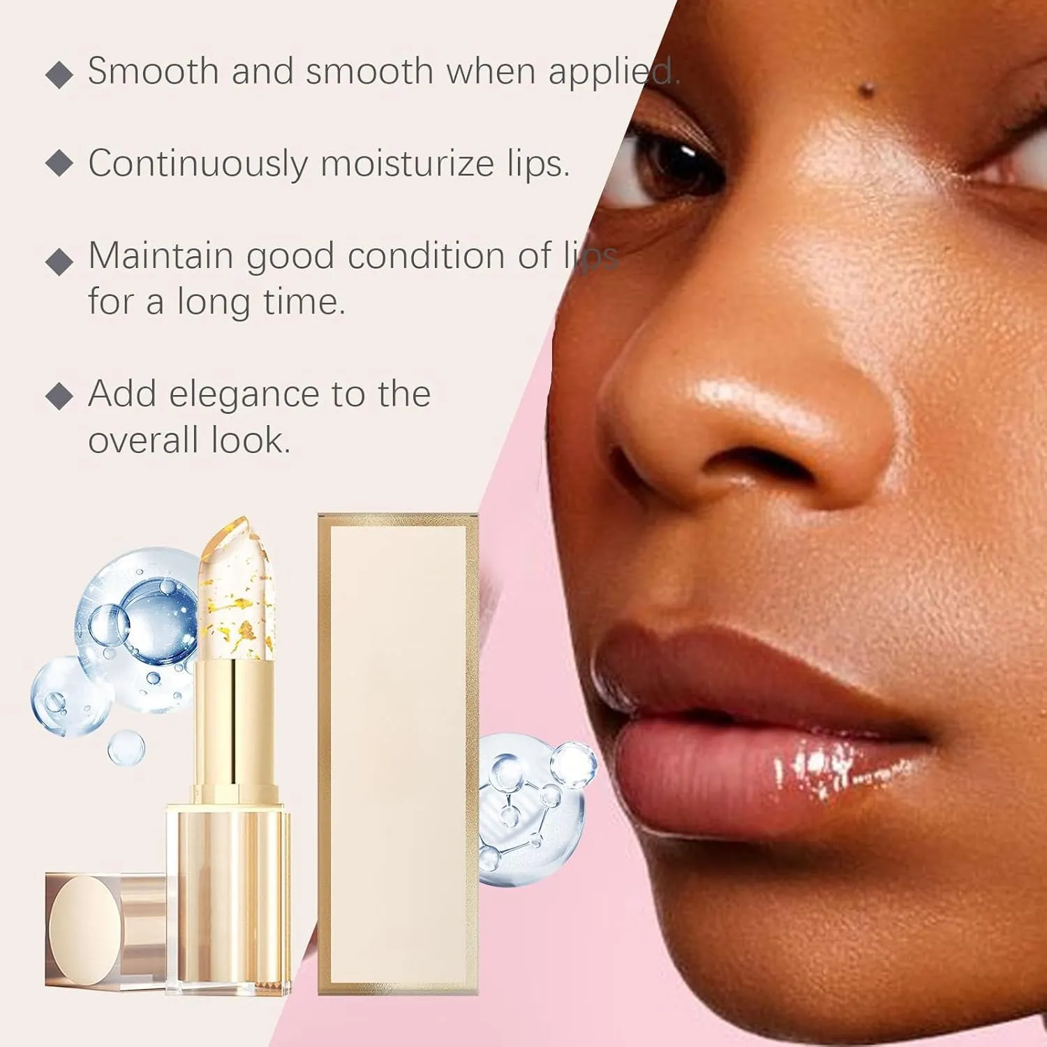 Bridal Bronze Lipstick,Transferproof Color Changing Lip Gloss, Gold Foil Moisturizing Gloss Lip Long Lasting 24 Hours Deep Nourishment, Crystal Ph Lipstick Color Changing for Women (1pcs)