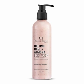British Rose & Almond Body Wash with Shea Butter, Sweet Almond Oil | Moisturizing Body Wash for Softer, Smoother Skin | Shower Gel for Men and Women | 245 ML