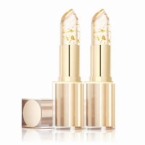 Bymolia Transferproof Color Changing Lipstick, Colors Changing Gold Foil, Crystal Color Changing, Shine, Long, Lasting, Moisturizing for Women Long Lasting 24 Hours (2pcs, 2.99 Ounce (Pack of 1))