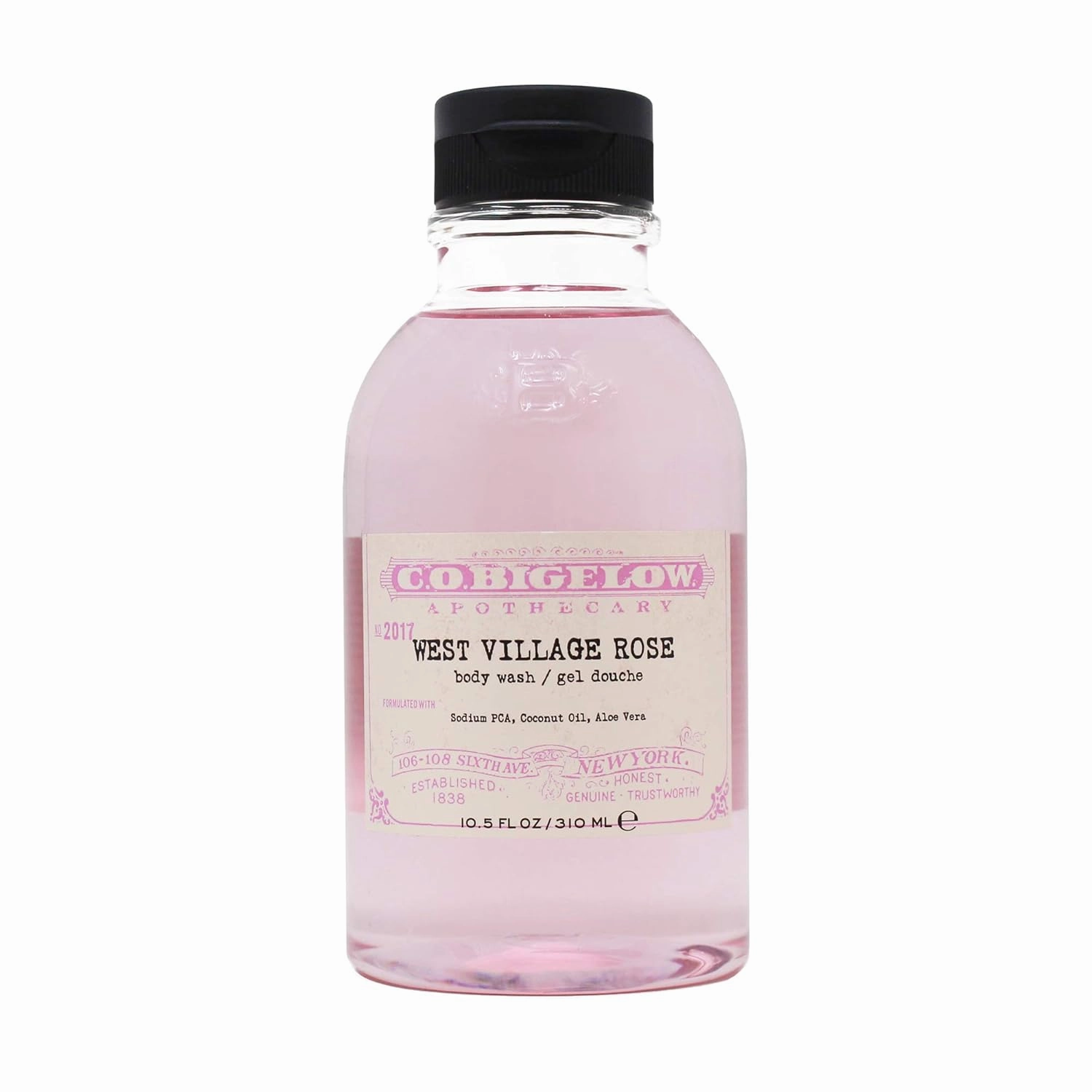 C.O. Bigelow Iconic Collection West Village Rose Body Wash, with Sodium PCA, Coconut Oil, Aloe Vera, 10.5 fl oz