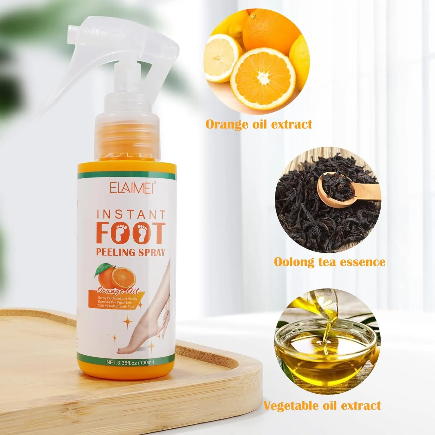 Callus Remover for Feet, Instant Foot Peeling Spray, Feet Scrubber Dead Skin Remover Cracked Heels Softener, Works Great with Any Foot File or Scrubber, Hydrating Exfoliating Spray (2 PCS,Orange)