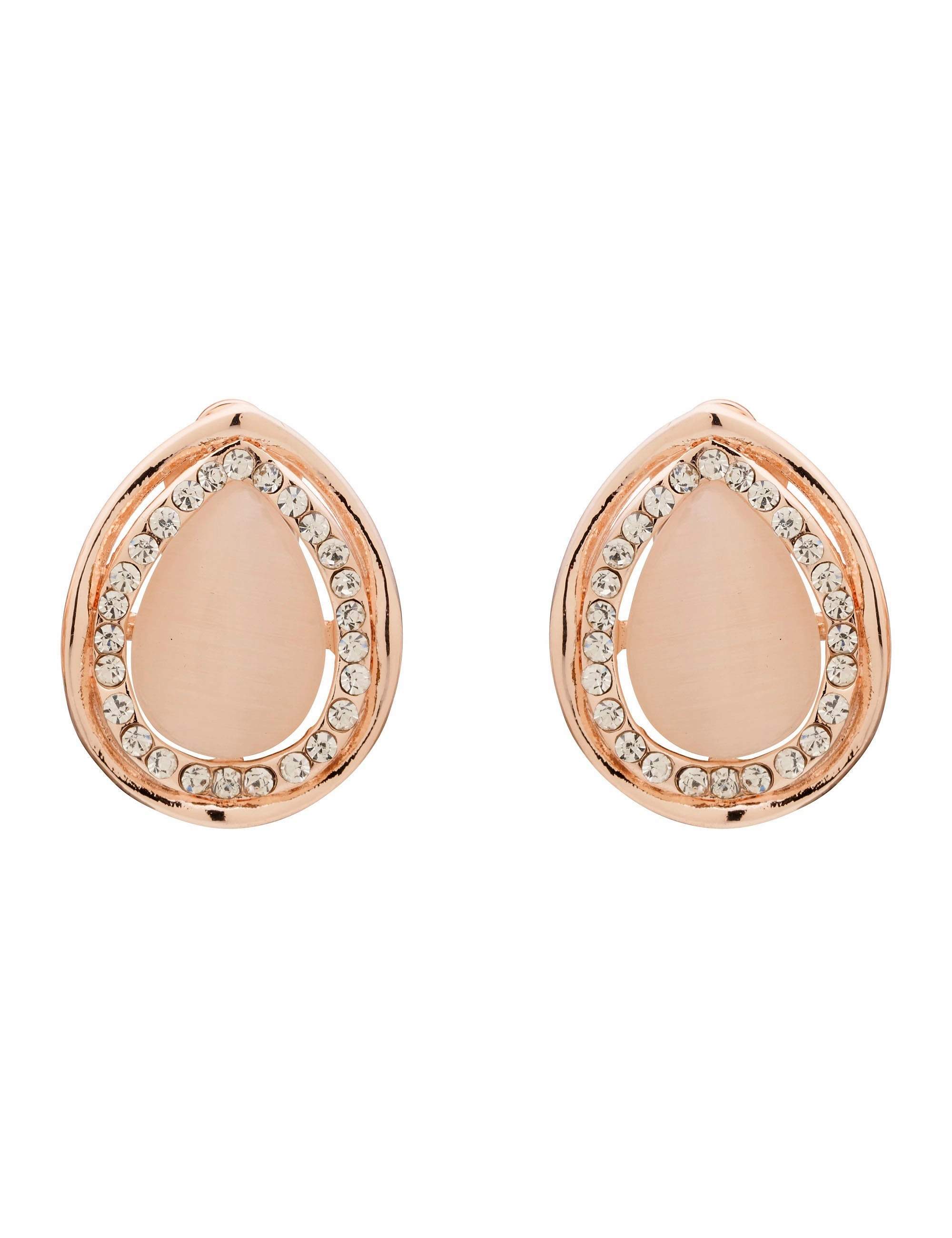 CATEYE AND CRYSTAL FRAMED CLIP ON EARRING