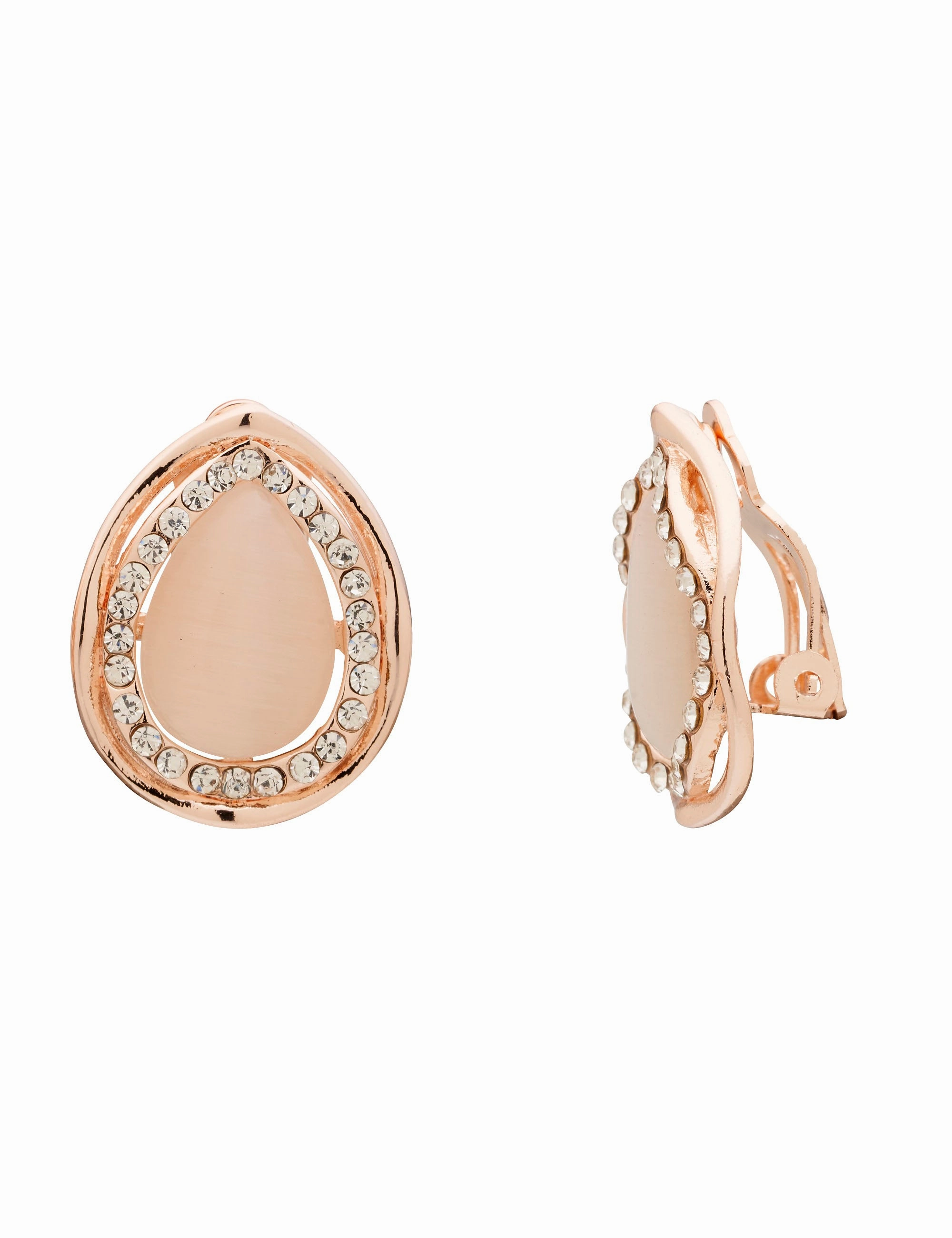 CATEYE AND CRYSTAL FRAMED CLIP ON EARRING