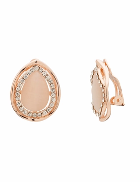 CATEYE AND CRYSTAL FRAMED CLIP ON EARRING