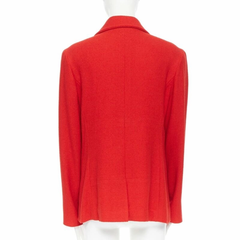 CHANEL 98A vintage lipstick red tweed peak lapel copper CC blazer jacket FR44