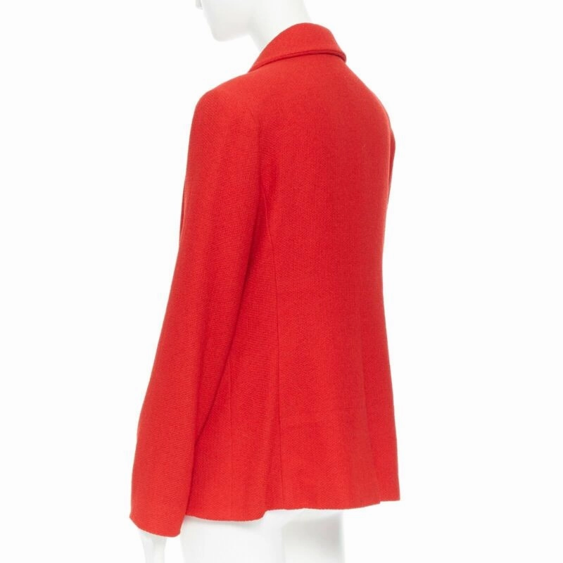 CHANEL 98A vintage lipstick red tweed peak lapel copper CC blazer jacket FR44