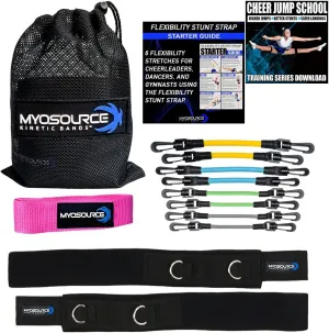 Cheer Kinetic Bands Cheerleader Flexibility and Strength Training | Improve Jumps, Stunts, Landings | 4-Level Leg Resistance Bands & 12 Stunt Strap Color Options, Digital Training Downloads