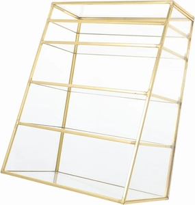 Classic Copper and Glass Makeup Organizer 5 Layer Storage Rack Eye Shadow Lipstick Desktop Shelf
