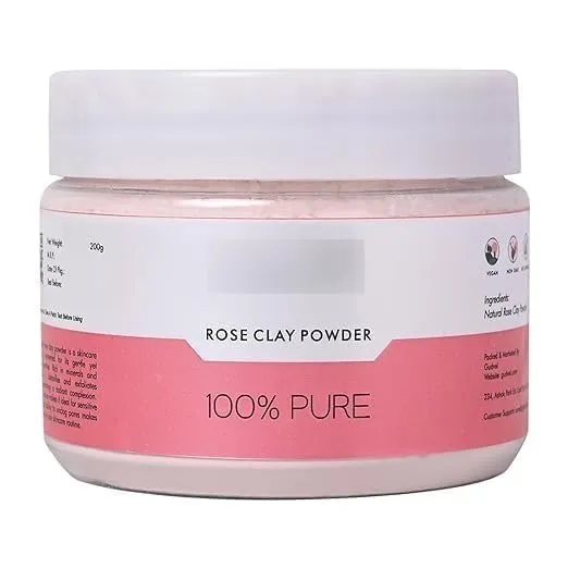 Clay Powder for Face, Skin Care, Mask, Rose Powder for Naturally Glowing Skin, Detoxify, Exfoliate, Multani Mitti Face Pack, Daily Skincare Essentials - 200gm