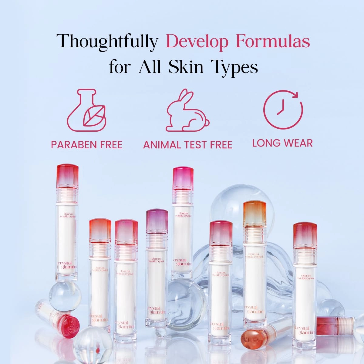 CLIO Crystal Glam Tint |Glossy Finish, Lightweight, Weightless, Buildable, Glass-Like, Smoothing, Long-Lasting, Vivid, Transparent, Shiny, Moisturizing, Hydrating (05 Fresh Cherry)