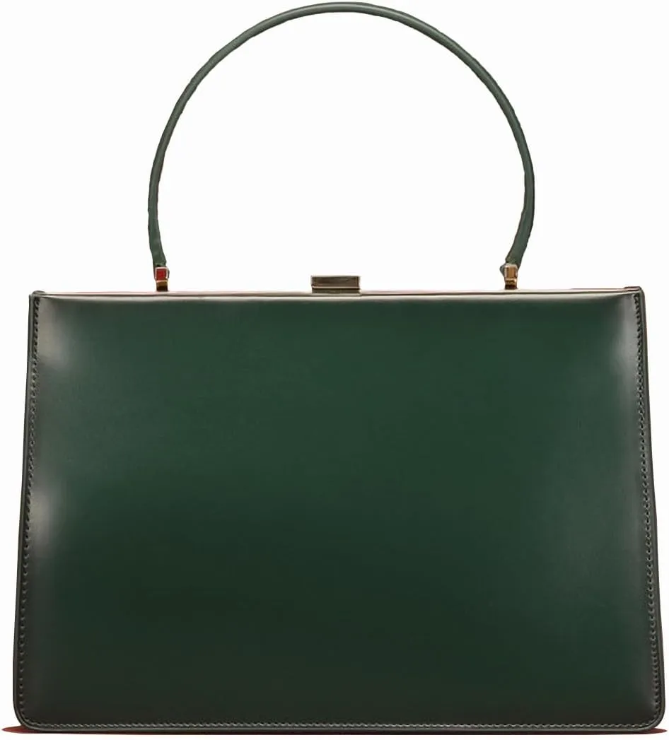 Clip Closure Luxury Genuine Leather Women's Handbag Temperament Age Reduction Commuter Bag