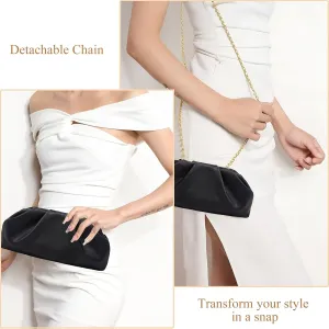 Clutch for Women, Vegan Leather Evening Purse, Soft Pleated PU Clutch Bag for Proms Parties