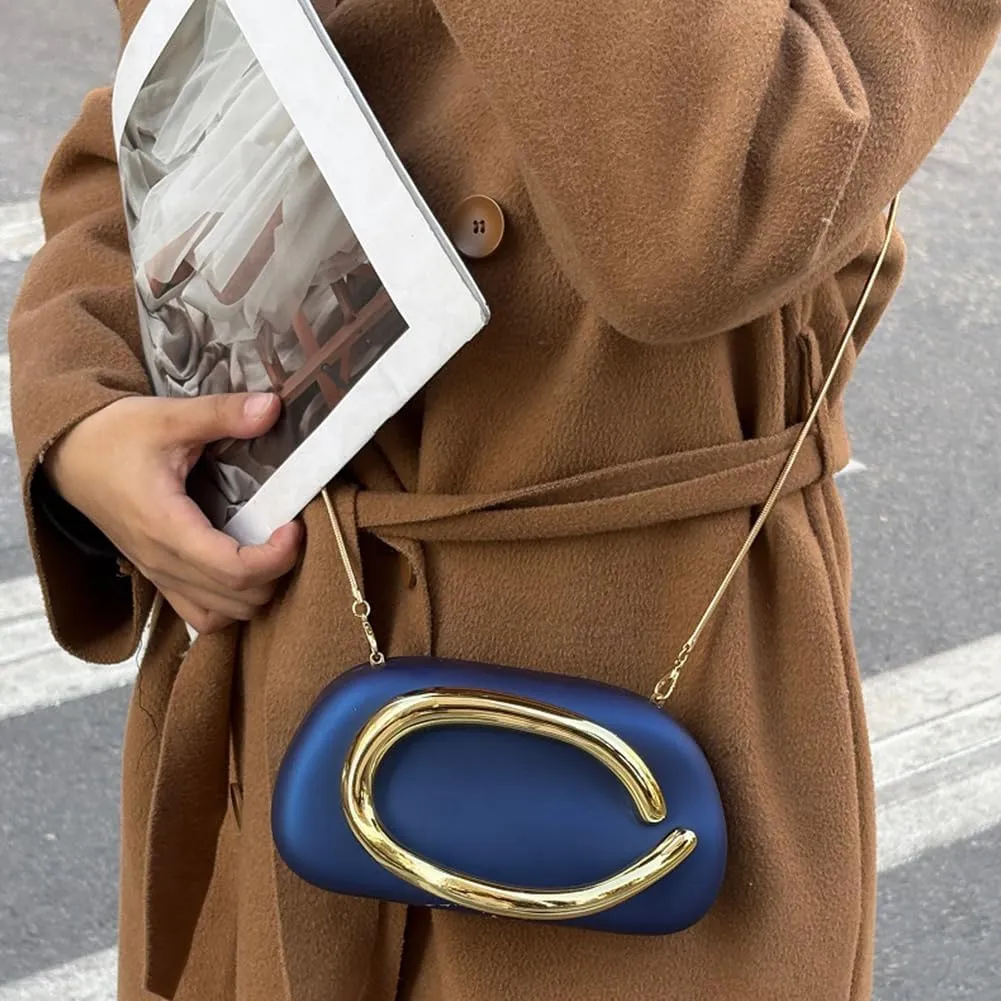 Clutch Purses for Women Gold Metal Evening Clutch Handbag Retro Burgundy Purse Chain Crossbody Bag Chic Party Bag