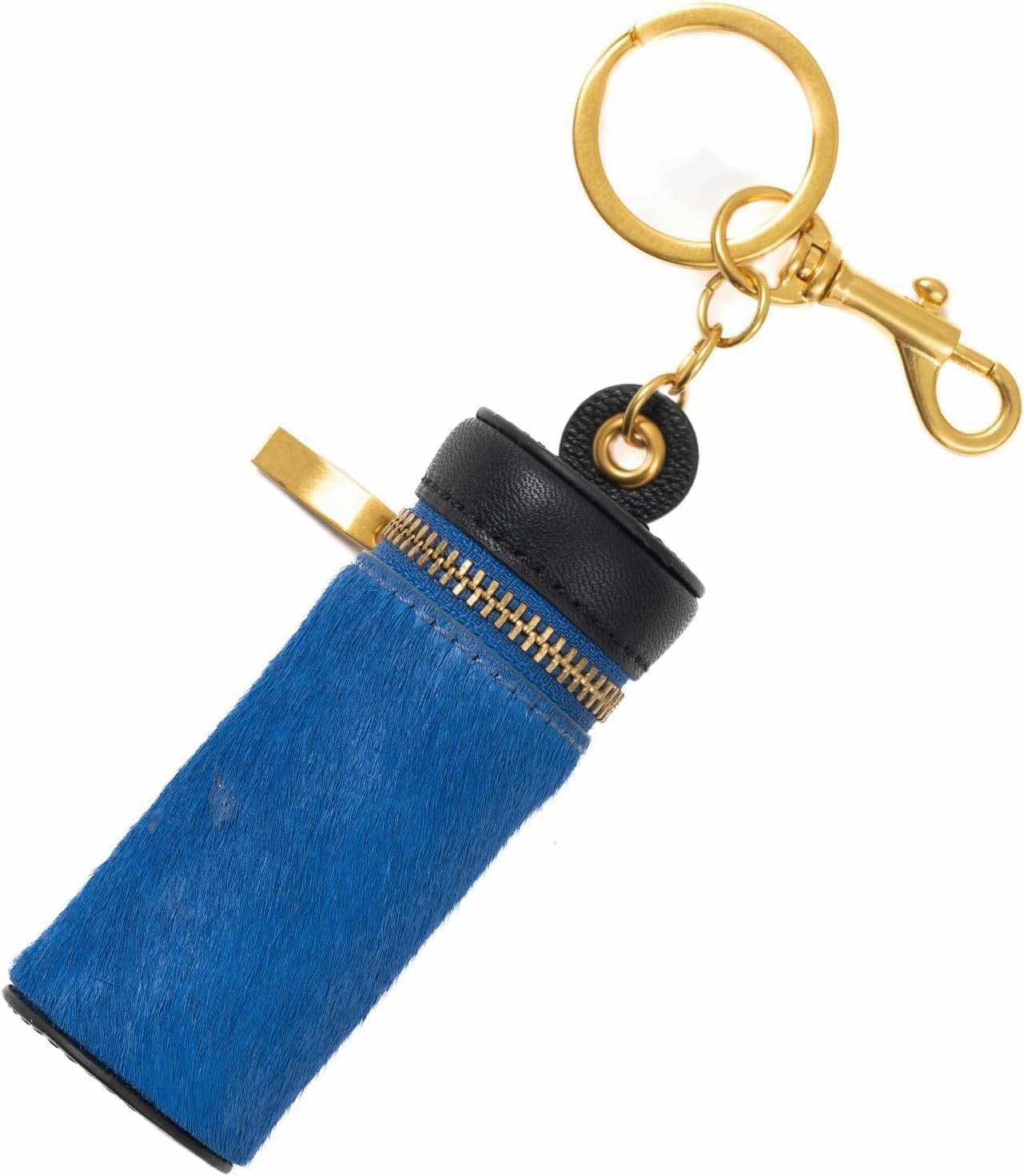 Cockatoo Nappa Leaeher Zipper Lipstick Case with Keyring Chapstick Holder Keychain