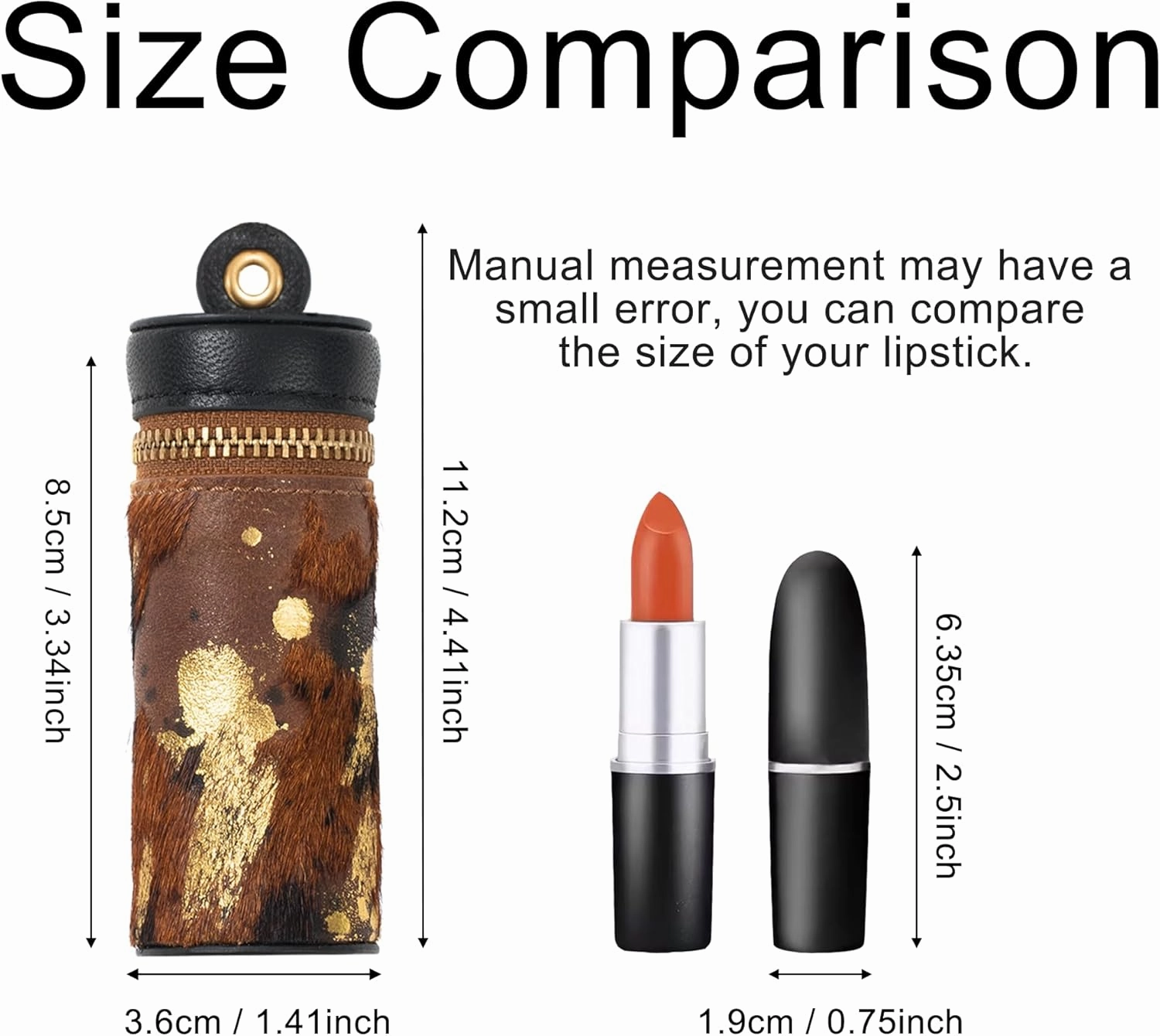 Cockatoo Nappa Leaeher Zipper Lipstick Case with Keyring Chapstick Holder Keychain