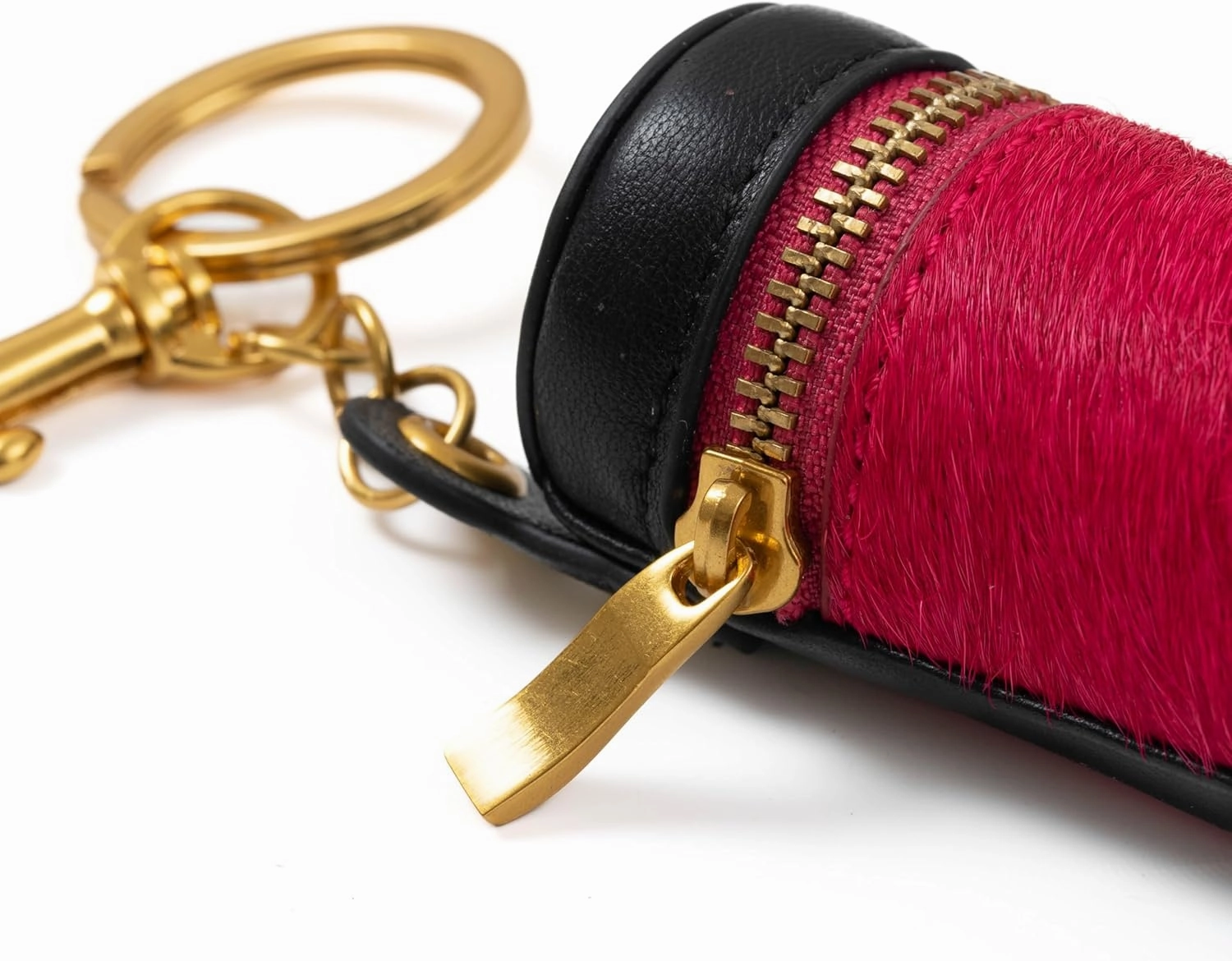Cockatoo Nappa Leaeher Zipper Lipstick Case with Keyring Chapstick Holder Keychain