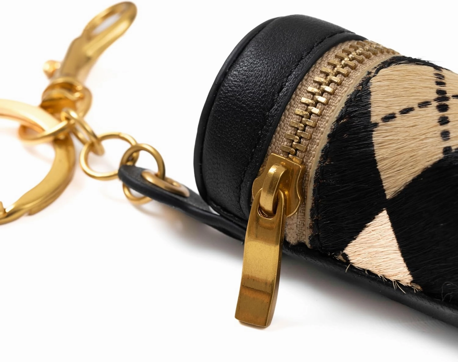 Cockatoo Nappa Leaeher Zipper Lipstick Case with Keyring Chapstick Holder Keychain