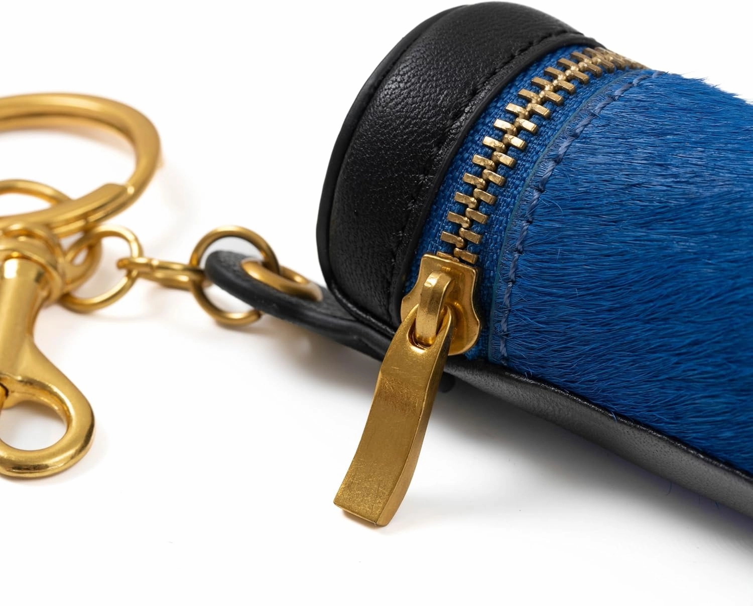 Cockatoo Nappa Leaeher Zipper Lipstick Case with Keyring Chapstick Holder Keychain