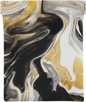 Coin Purse abstract black and gold swirl liquid ink marble Leather Squeeze Coin Purse Mini Pouch Change Wallet Bag Gifts for Women Kids Girls Key Holder