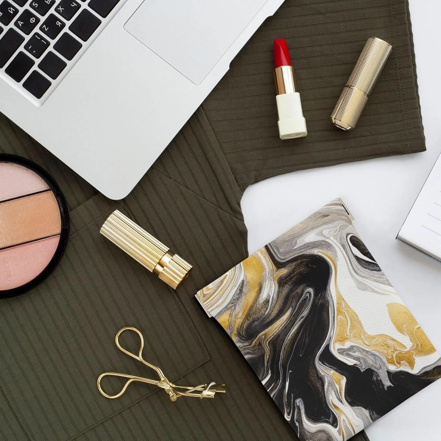 Coin Purse abstract black and gold swirl liquid ink marble Leather Squeeze Coin Purse Mini Pouch Change Wallet Bag Gifts for Women Kids Girls Key Holder