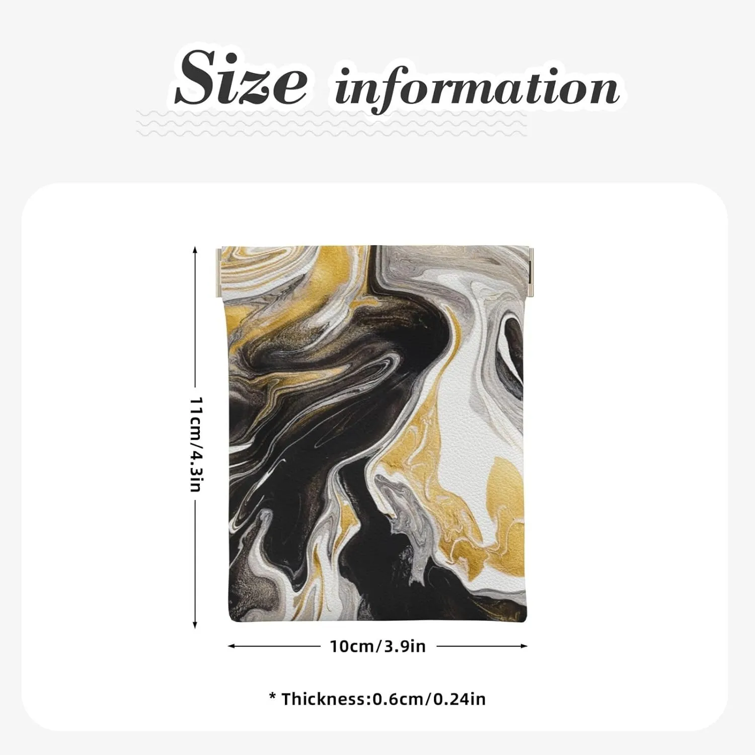 Coin Purse abstract black and gold swirl liquid ink marble Leather Squeeze Coin Purse Mini Pouch Change Wallet Bag Gifts for Women Kids Girls Key Holder