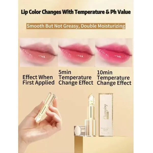 Color Changing Lipstick, Transparente Transferproof Gold Color Changing Lip Stick for Women, Long Lasting 24 Hours Moisturizing Glossy Shine Lip Gloss, Deep Nourishment (Gold, 3.6g) (3PCS)
