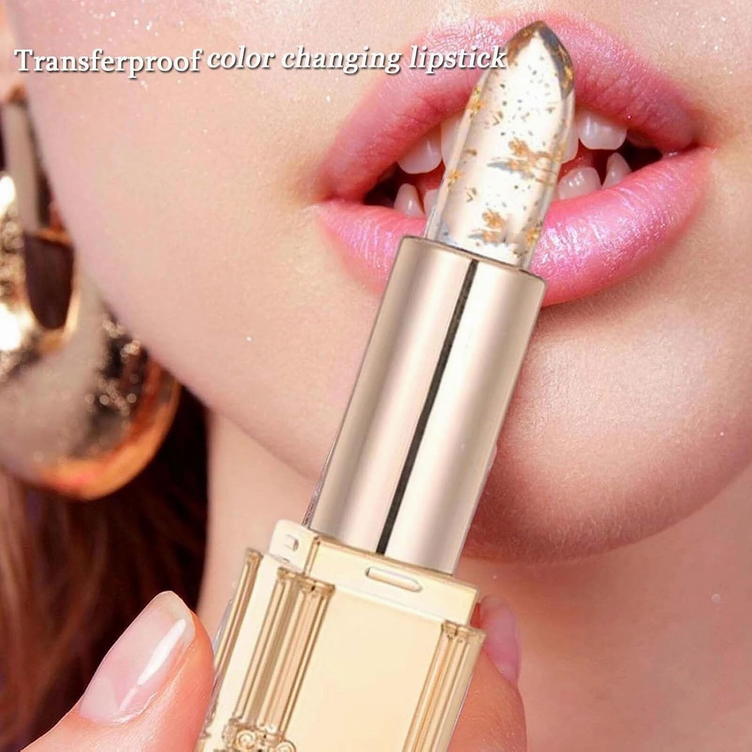 Color Changing Lipstick, Gold Crystal Color Changing Lipstick, Transparente Gold Crystal Lip Gloss for Women (B-2PCS)
