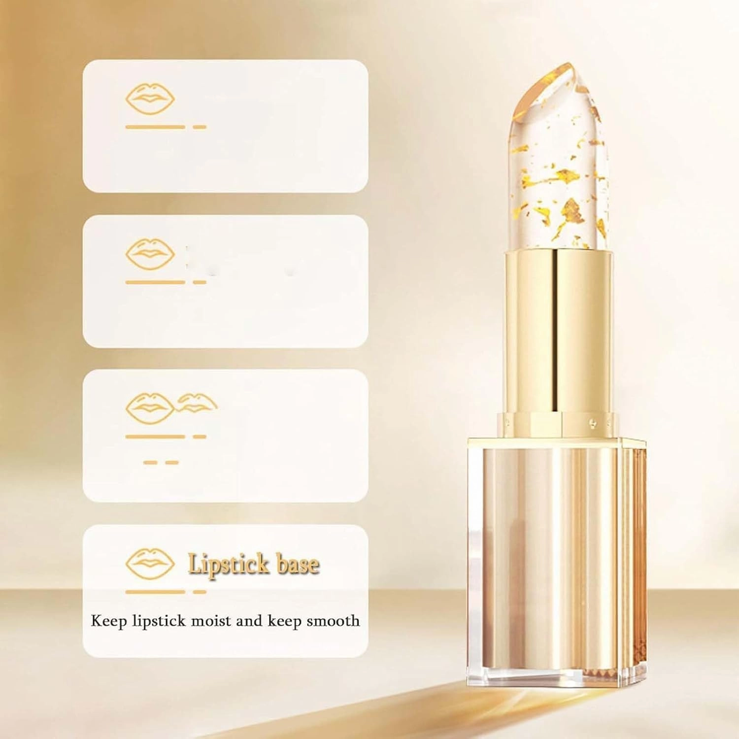 Color Changing Lipstick, Gold Crystal Color Changing Lipstick, Transparente Gold Crystal Lip Gloss for Women (B-2PCS)