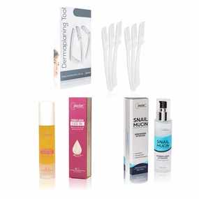 Complete Dermaplaning Skincare Kit – 6-Count Razors, Pre-Treatment Face Oil & Snail Mucin Hydrating Serum – Smooth, Radiant Skin & Enhanced Skincare Benefits